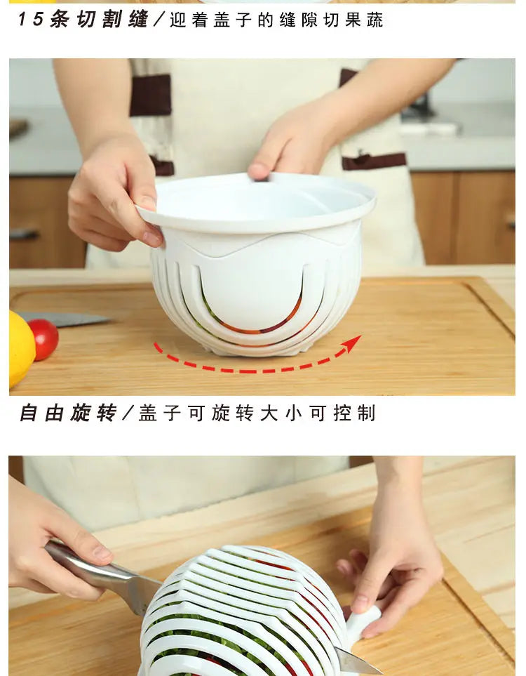 Salad Cutting Bowl Vegetable and Fruit Slicer Cutting Fruit Splitter