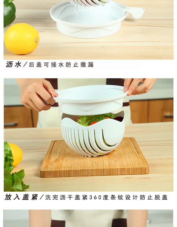 Salad Cutting Bowl Vegetable and Fruit Slicer Cutting Fruit Splitter