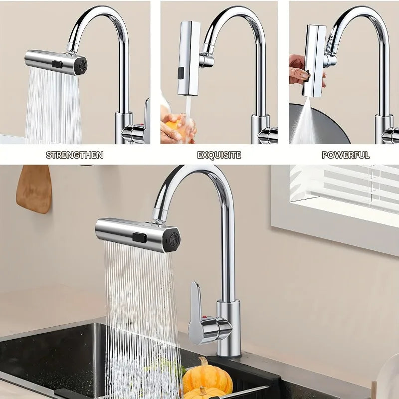 Three Level Waterfall Universal Faucet Extension Device Vegetable Washing Splash Proof Device Rotatable