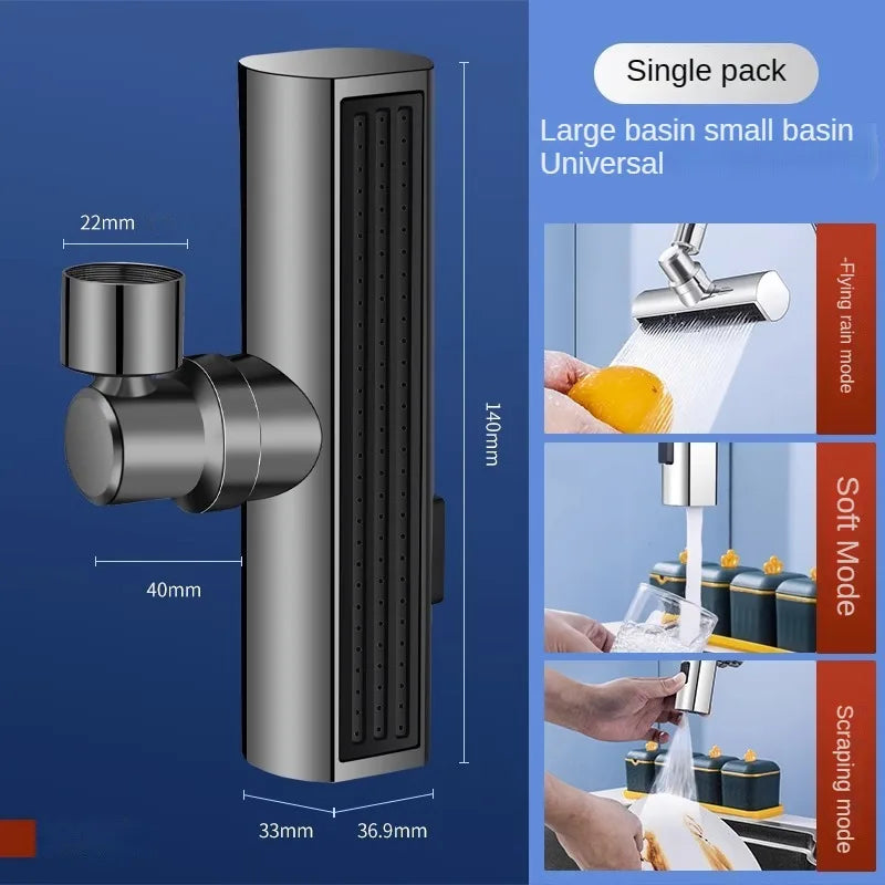 Three Level Waterfall Universal Faucet Extension Device Vegetable Washing Splash Proof Device Rotatable