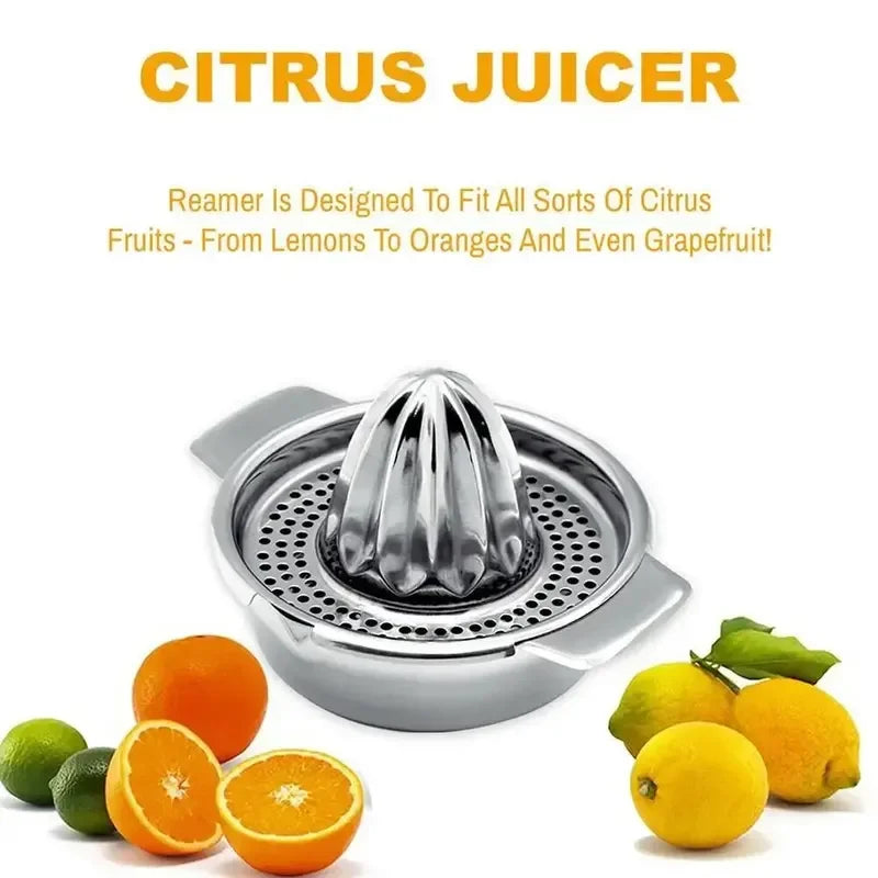 Portable Stainless Steel Lemon Squeezer and Juicer with Bowl Container - Easy to Use and Convenient for Oranges, Lemons