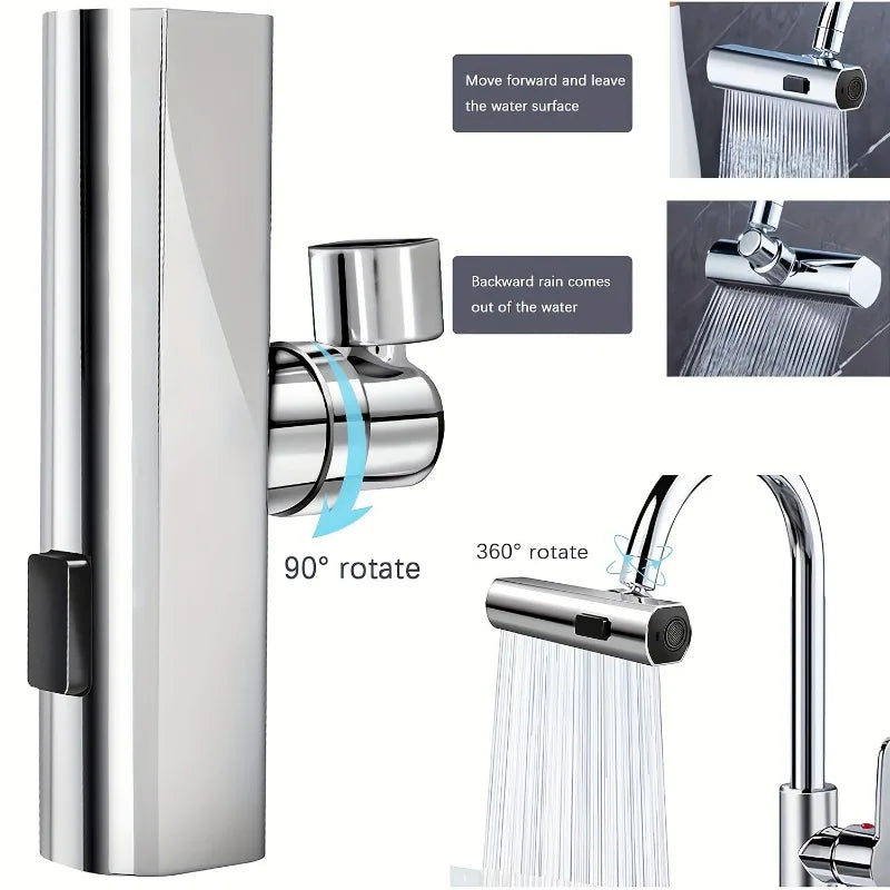 Three Level Waterfall Universal Faucet Extension Device Vegetable Washing Splash Proof Device Rotatable
