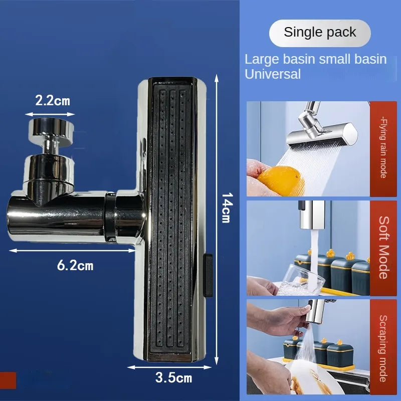 Three Level Waterfall Universal Faucet Extension Device Vegetable Washing Splash Proof Device Rotatable